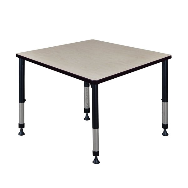 Square Tables > Height Adjustable > Square Classroom Tables, 36 X 36 X 23-34, Wood|Metal Top, Maple