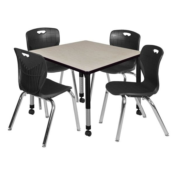 Tables > Height Adjustable > Square Mobile Table & Chair Sets, 36 X 36 X 23-34