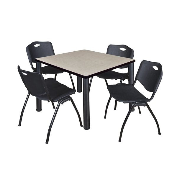 Square Tables > Breakroom Tables > Kee Square Table & Chair Sets, 36 W, 36 L, 29 H, Maple