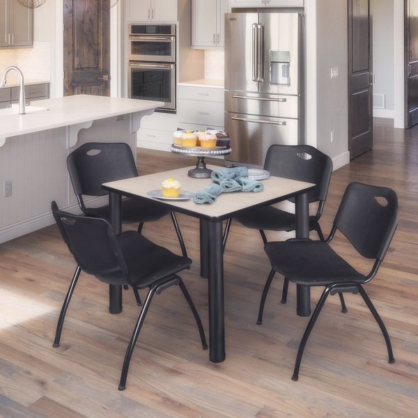 Square Tables > Breakroom Tables > Kee Square Table & Chair Sets, 36 W, 36 L, 29 H, Maple