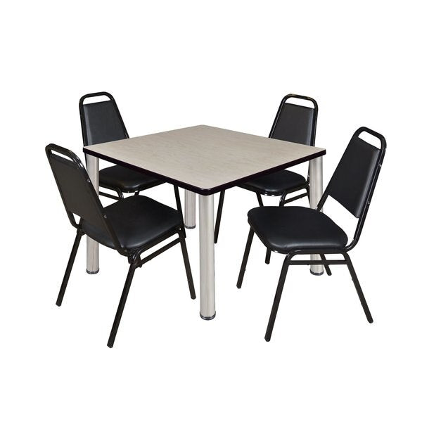 Square Tables > Breakroom Tables > Kee Square Table & Chair Sets, 36 W, 36 L, 29 H, Maple