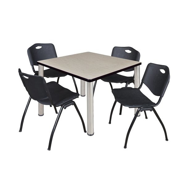 Square Tables > Breakroom Tables > Kee Square Table & Chair Sets, 36 W, 36 L, 29 H, Maple
