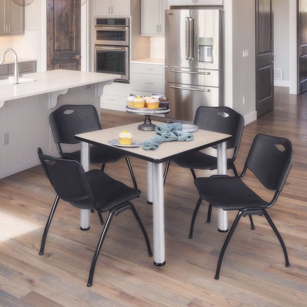 Square Tables > Breakroom Tables > Kee Square Table & Chair Sets, 36 W, 36 L, 29 H, Maple