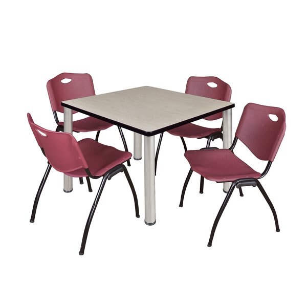 Square Tables > Breakroom Tables > Kee Square Table & Chair Sets, 36 W, 36 L, 29 H, Maple