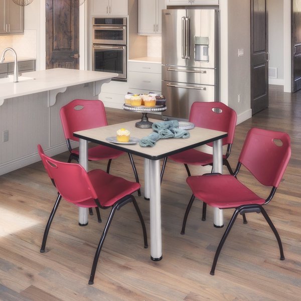 Square Tables > Breakroom Tables > Kee Square Table & Chair Sets, 36 W, 36 L, 29 H, Maple