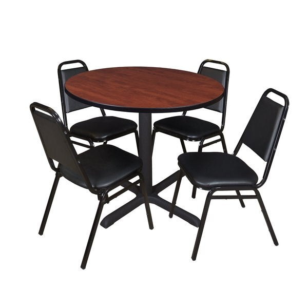 Round Tables > Breakroom Tables > Cain Round Table & Chair Sets, 36 W, 36 L, 29 H, Cherry