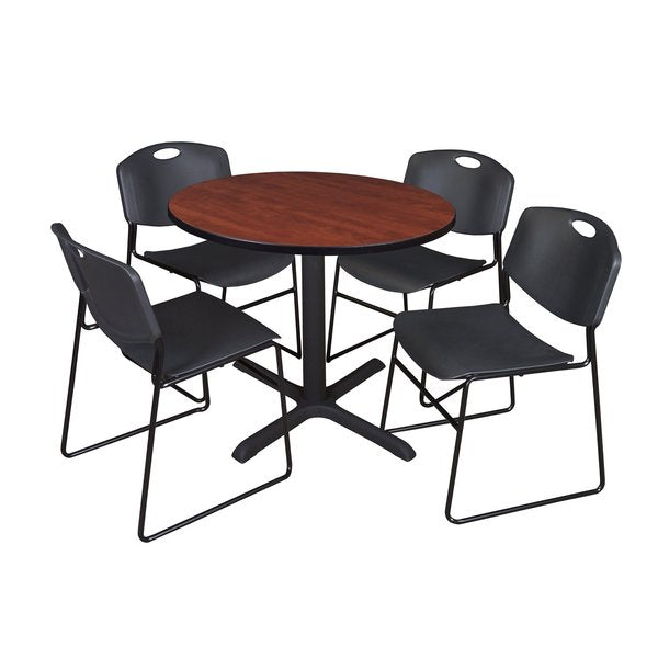 Round Tables > Breakroom Tables > Cain Round Table & Chair Sets, 36 W, 36 L, 29 H, Cherry