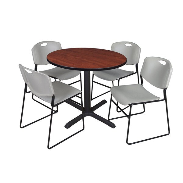 Round Tables > Breakroom Tables > Cain Round Table & Chair Sets, 36 W, 36 L, 29 H, Cherry