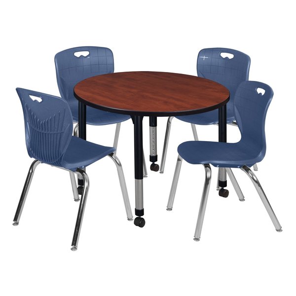 Tables > Height Adjustable > Round Mobile Table & Chair Sets, 36 X 36 X 23-34