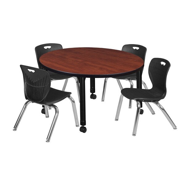 Tables > Height Adjustable > Round Mobile Table & Chair Sets, 36 X 36 X 23-34