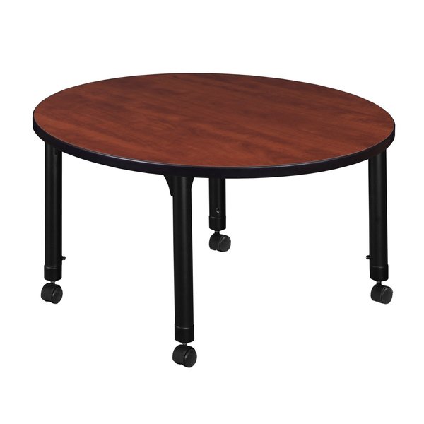 Tables > Height Adjustable > Round Mobile Tables, 36 X 36 X 23-34, Wood|Metal Top