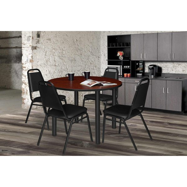 Round Tables > Breakroom Tables > Kee Round Table & Chair Sets, 36 W, 36 L, 29 H, Cherry