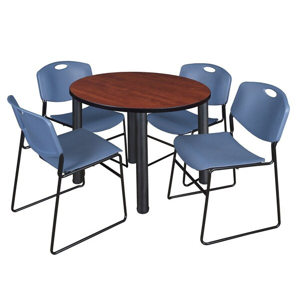 Round Tables > Breakroom Tables > Kee Round Table & Chair Sets, 36 W, 36 L, 29 H, Cherry