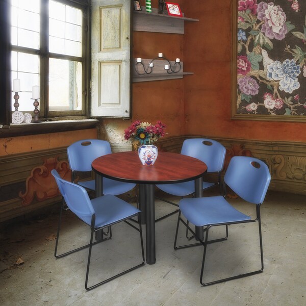 Round Tables > Breakroom Tables > Kee Round Table & Chair Sets, 36 W, 36 L, 29 H, Cherry