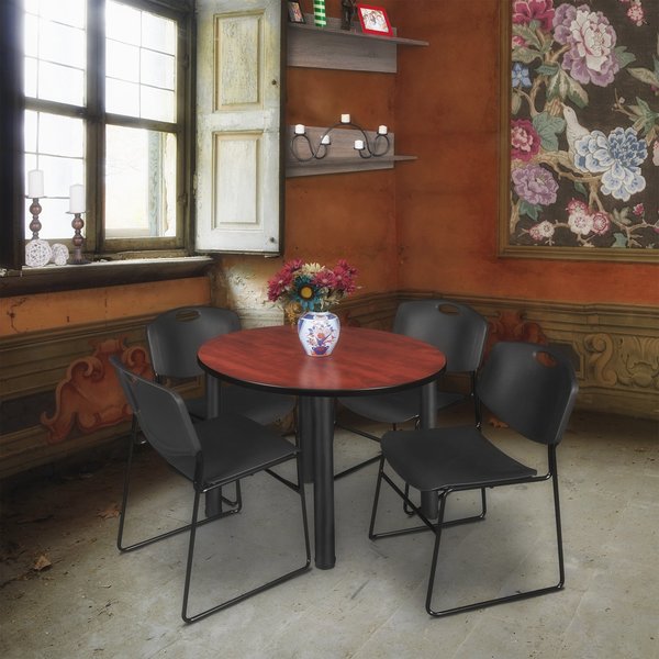 Round Tables > Breakroom Tables > Kee Round Table & Chair Sets, 36 W, 36 L, 29 H, Cherry