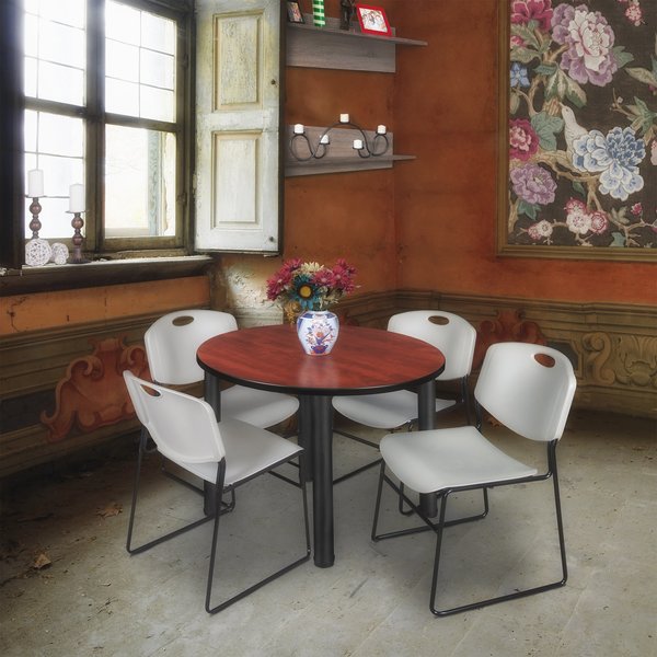 Round Tables > Breakroom Tables > Kee Round Table & Chair Sets, 36 W, 36 L, 29 H, Cherry
