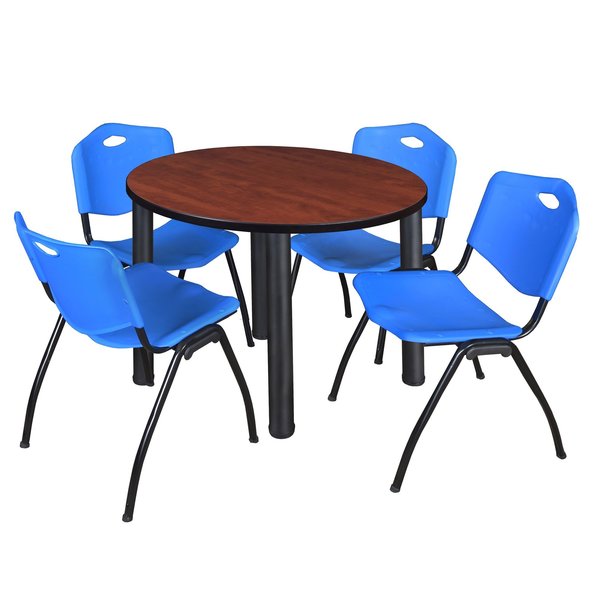 Round Tables > Breakroom Tables > Kee Round Table & Chair Sets, 36 W, 36 L, 29 H, Cherry