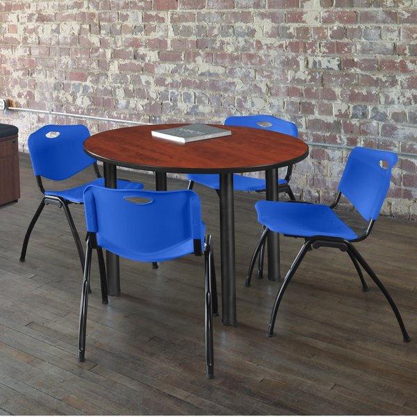 Round Tables > Breakroom Tables > Kee Round Table & Chair Sets, 36 W, 36 L, 29 H, Cherry