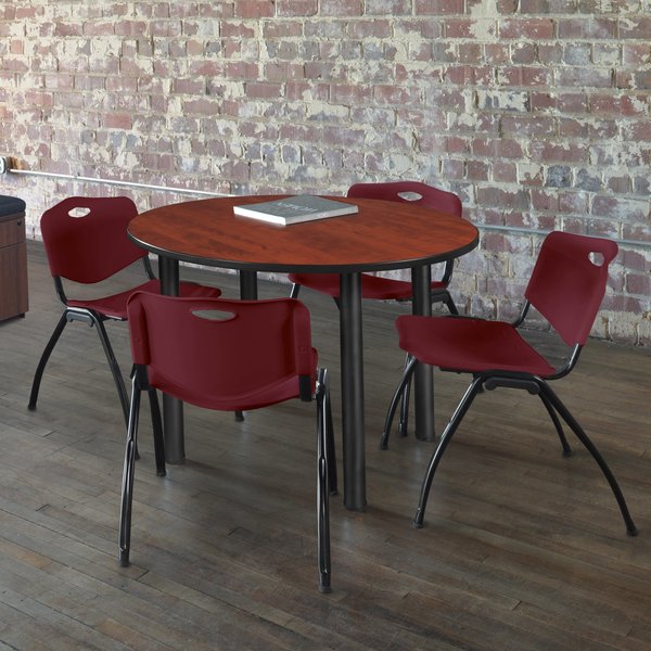 Round Tables > Breakroom Tables > Kee Round Table & Chair Sets, 36 W, 36 L, 29 H, Cherry