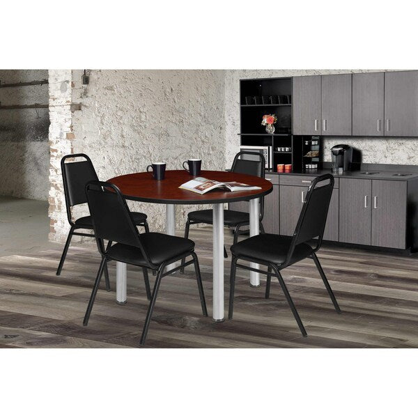 Round Tables > Breakroom Tables > Kee Round Table & Chair Sets, 36 W, 36 L, 29 H, Cherry