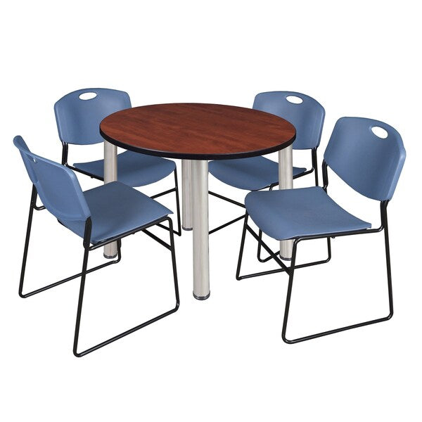 Round Tables > Breakroom Tables > Kee Round Table & Chair Sets, 36 W, 36 L, 29 H, Cherry