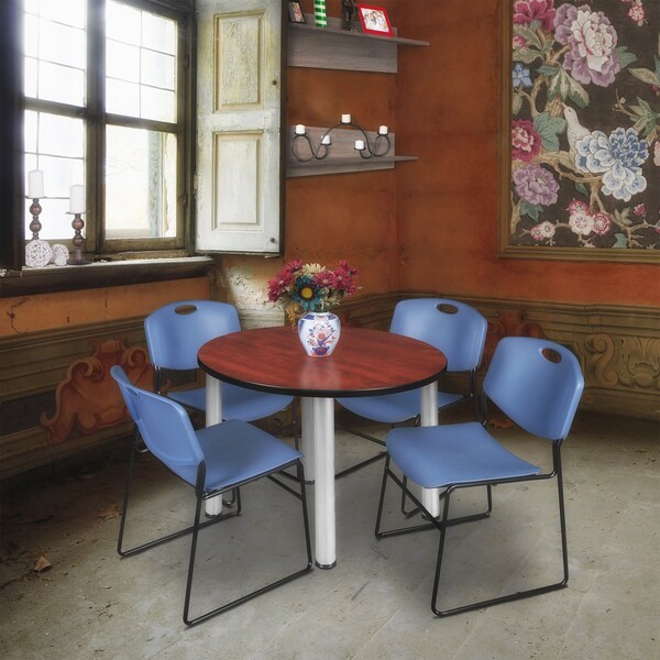 Round Tables > Breakroom Tables > Kee Round Table & Chair Sets, 36 W, 36 L, 29 H, Cherry