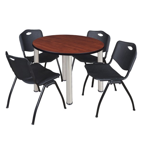 Round Tables > Breakroom Tables > Kee Round Table & Chair Sets, 36 W, 36 L, 29 H, Cherry