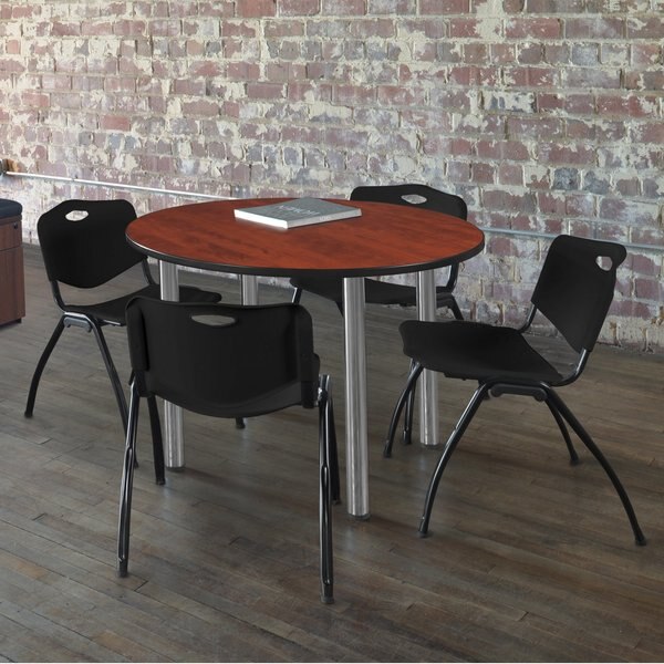 Round Tables > Breakroom Tables > Kee Round Table & Chair Sets, 36 W, 36 L, 29 H, Cherry