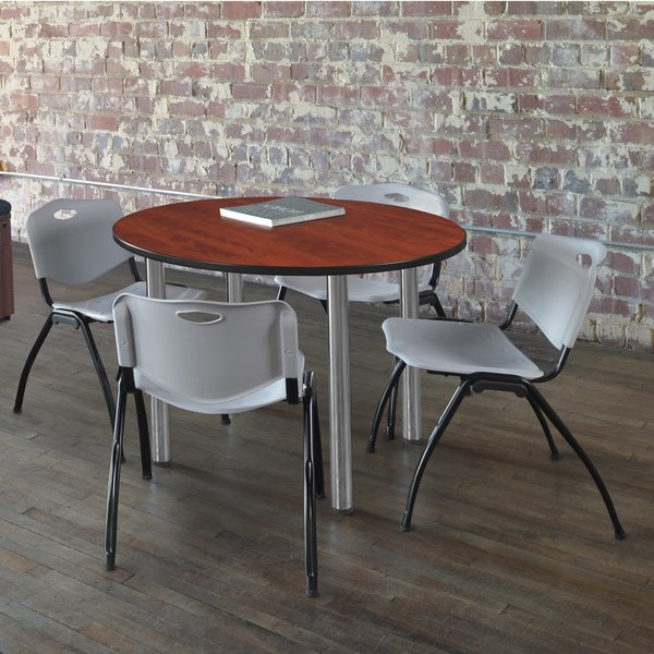 Round Tables > Breakroom Tables > Kee Round Table & Chair Sets, 36 W, 36 L, 29 H, Cherry