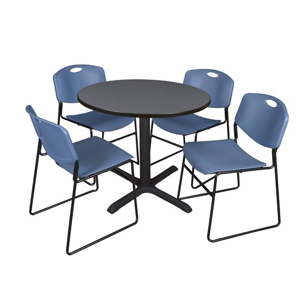 Round Tables > Breakroom Tables > Cain Round Table & Chair Sets, 36 W, 36 L, 29 H, Grey
