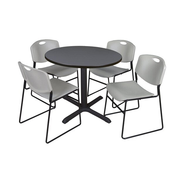 Round Tables > Breakroom Tables > Cain Round Table & Chair Sets, 36 W, 36 L, 29 H, Grey