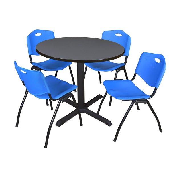 Round Tables > Breakroom Tables > Cain Round Table & Chair Sets, 36 W, 36 L, 29 H, Grey