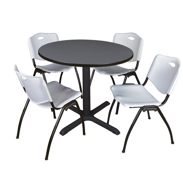 Round Tables > Breakroom Tables > Cain Round Table & Chair Sets, 36 W, 36 L, 29 H, Grey