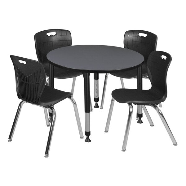 Tables > Height Adjustable > Round Table & Chair Sets, 36 X 36 X 23-34