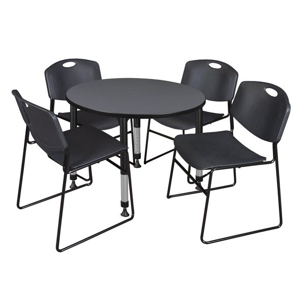 Tables > Height Adjustable > Round Table & Chair Sets, 36 X 36 X 23-34