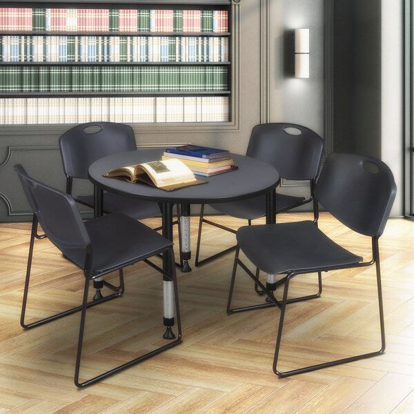 Tables > Height Adjustable > Round Table & Chair Sets, 36 X 36 X 23-34