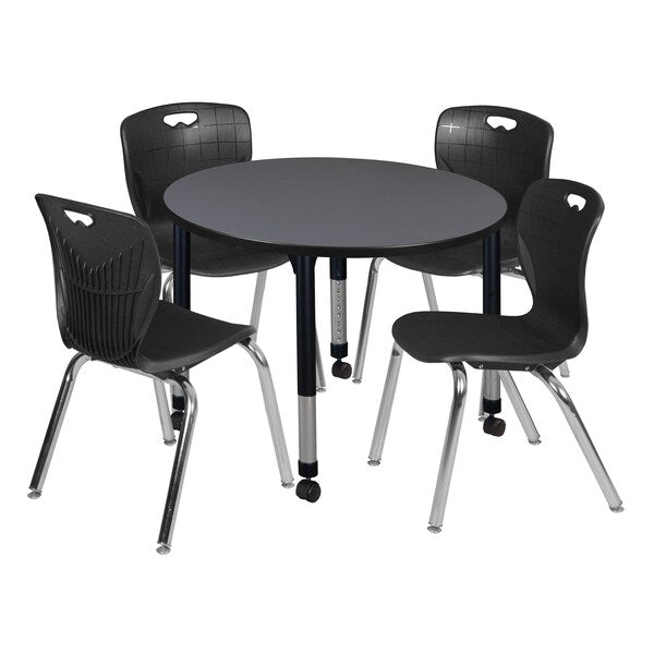 Tables > Height Adjustable > Round Mobile Table & Chair Sets, 36 X 36 X 23-34