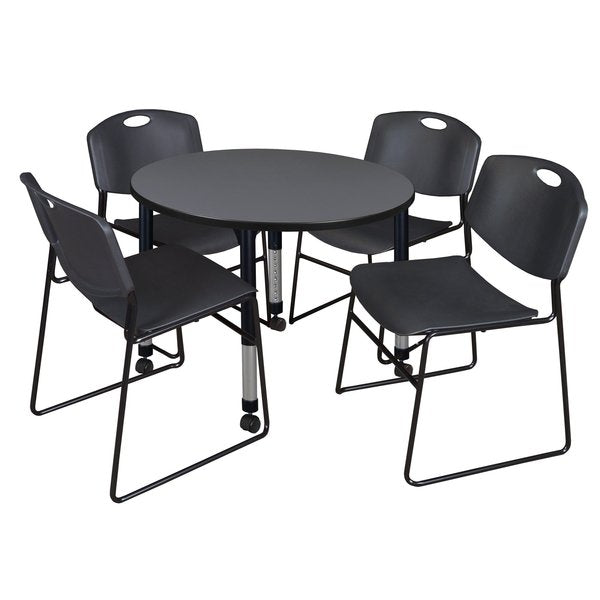 Tables > Height Adjustable > Round Mobile Table & Chair Sets, 36 X 36 X 23-34