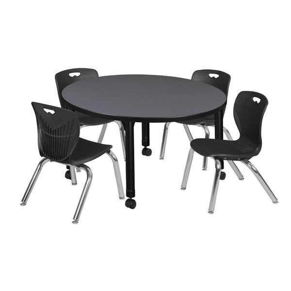 Tables > Height Adjustable > Round Mobile Table & Chair Sets, 36 X 36 X 23-34