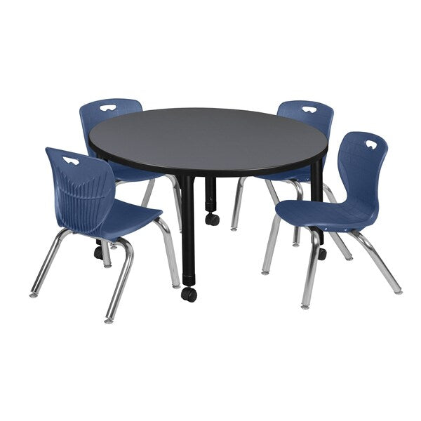 Tables > Height Adjustable > Round Mobile Table & Chair Sets, 36 X 36 X 23-34