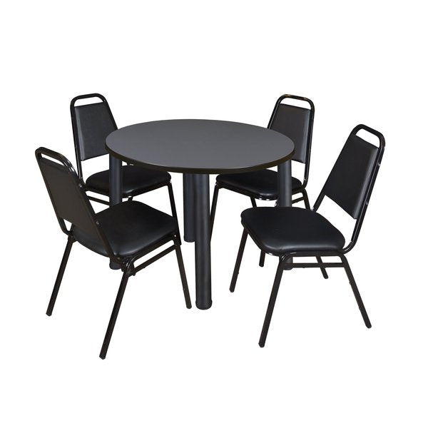 Round Tables > Breakroom Tables > Kee Round Table & Chair Sets, 36 W, 36 L, 29 H, Grey