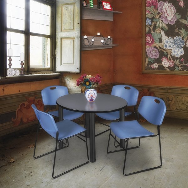 Round Tables > Breakroom Tables > Kee Round Table & Chair Sets, 36 W, 36 L, 29 H, Grey