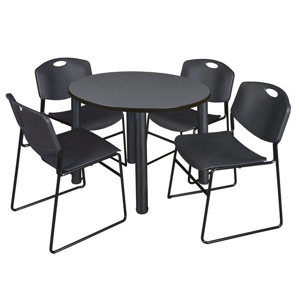 Round Tables > Breakroom Tables > Kee Round Table & Chair Sets, 36 W, 36 L, 29 H, Grey