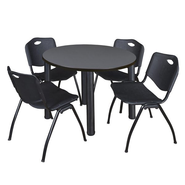 Round Tables > Breakroom Tables > Kee Round Table & Chair Sets, 36 W, 36 L, 29 H, Grey