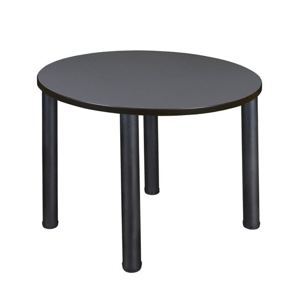 Round Tables > Breakroom Tables > Kee Square & Round Tables, 36 W, 36 L, 29 H, Wood|Metal Top, Grey