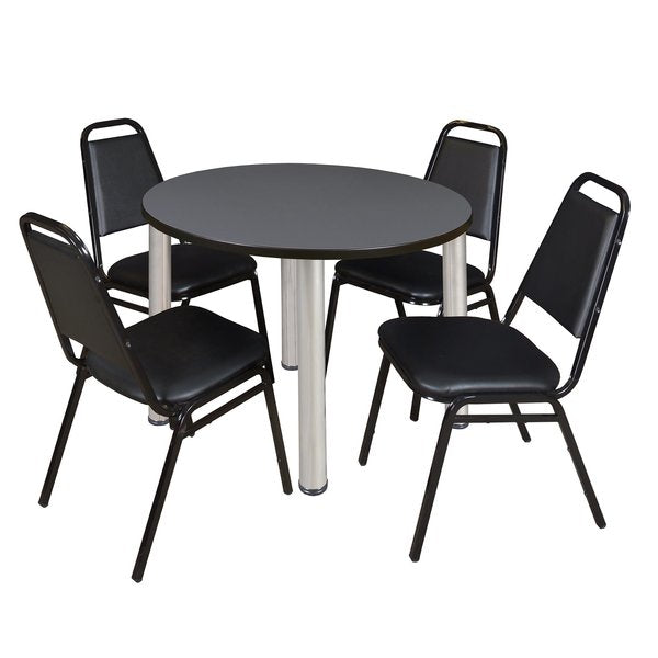 Round Tables > Breakroom Tables > Kee Round Table & Chair Sets, 36 W, 36 L, 29 H, Grey