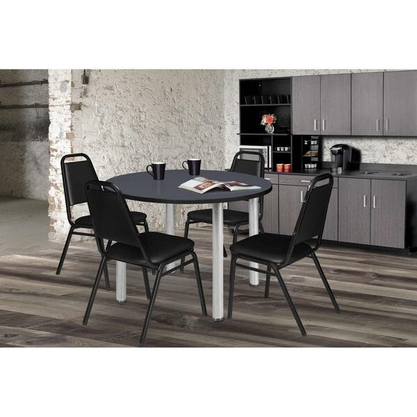 Round Tables > Breakroom Tables > Kee Round Table & Chair Sets, 36 W, 36 L, 29 H, Grey