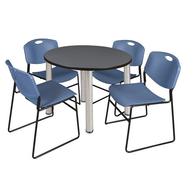 Round Tables > Breakroom Tables > Kee Round Table & Chair Sets, 36 W, 36 L, 29 H, Grey