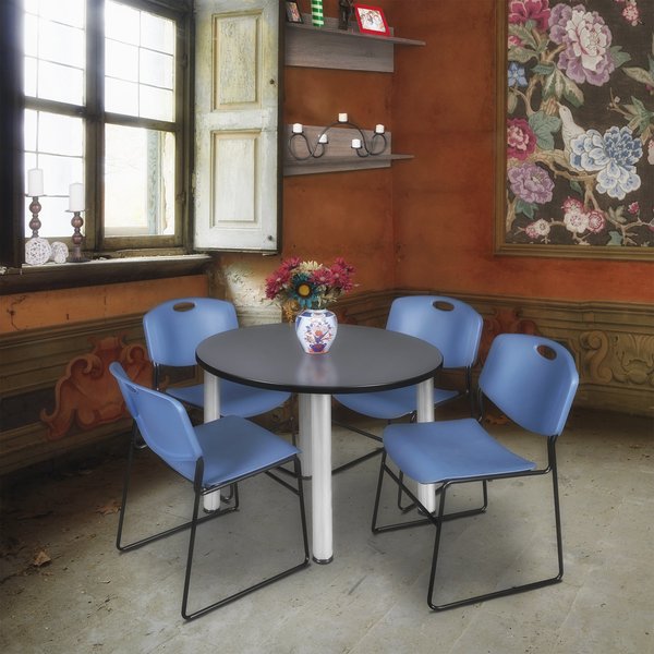 Round Tables > Breakroom Tables > Kee Round Table & Chair Sets, 36 W, 36 L, 29 H, Grey