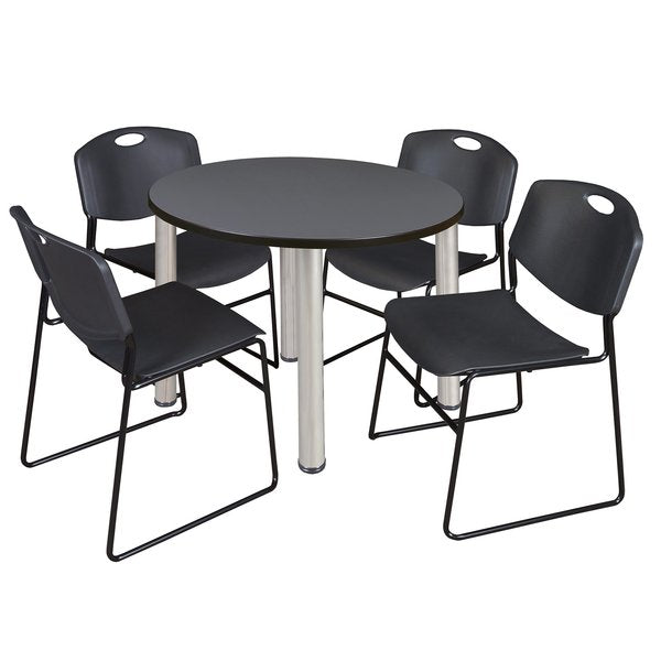 Round Tables > Breakroom Tables > Kee Round Table & Chair Sets, 36 W, 36 L, 29 H, Grey